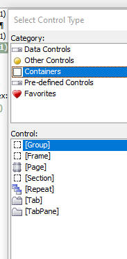 Containers section